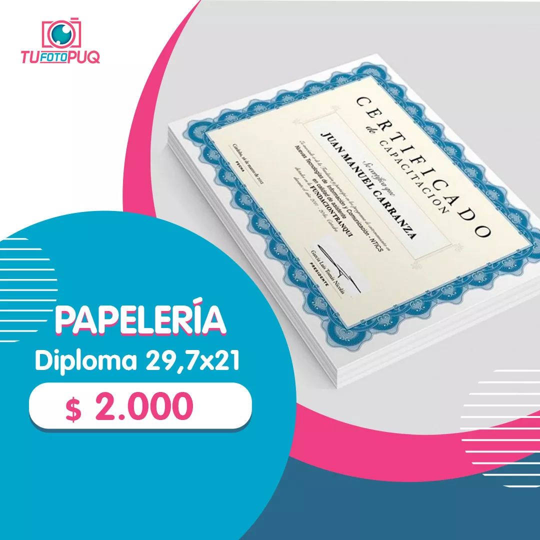 Impresión Diplomas 29,7×21 cm.