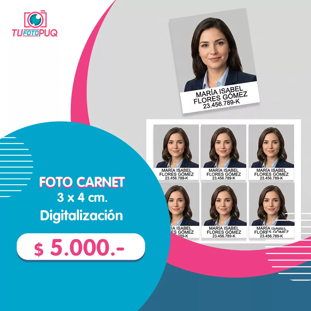 Foto Carnet 3×4 cm. en Punta Arenas
