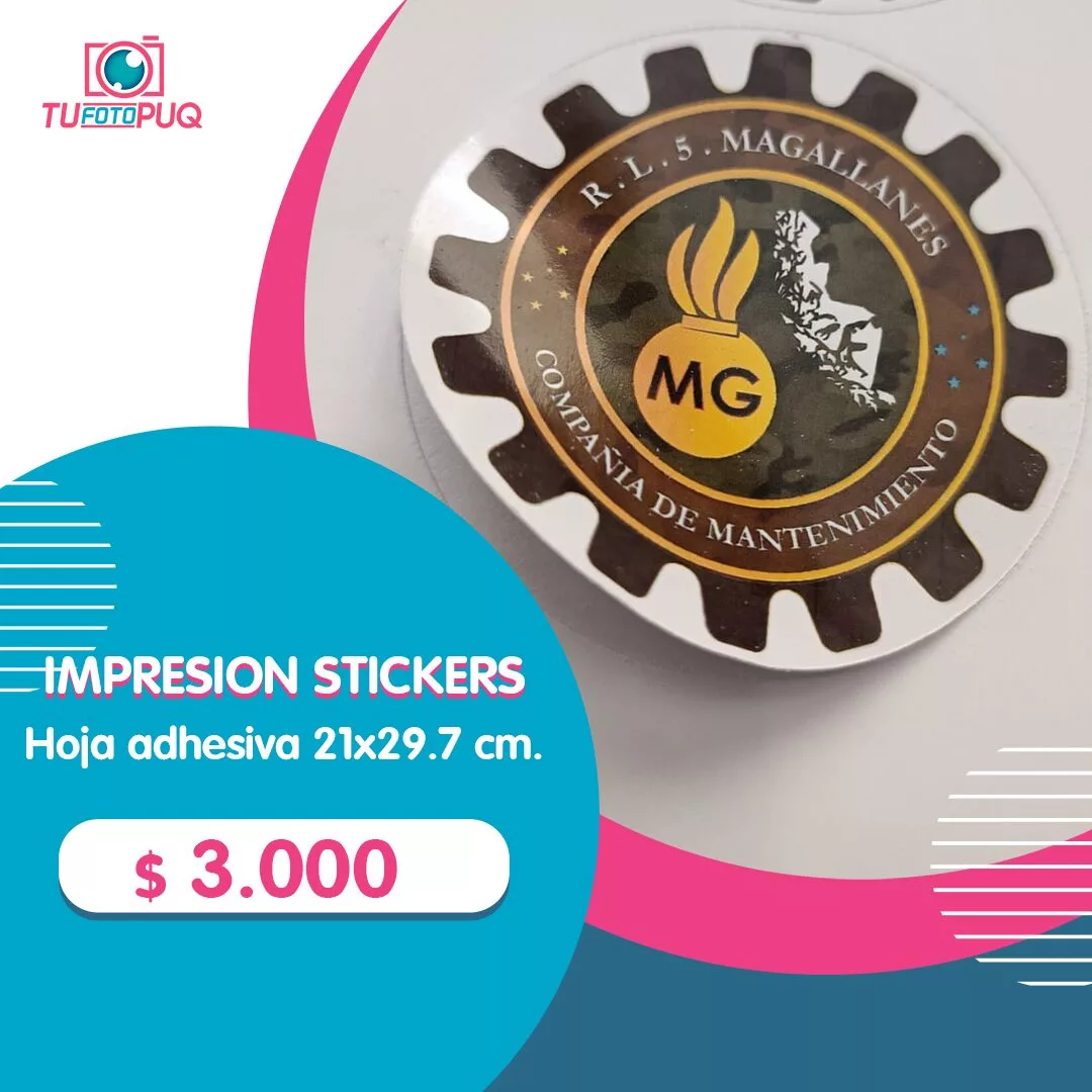 Impresión Stickers 21×29,7 cm.