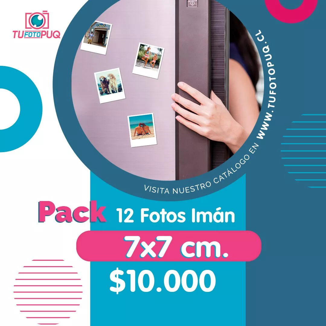 Pack 12 Fotos Imán 7×7 cm.