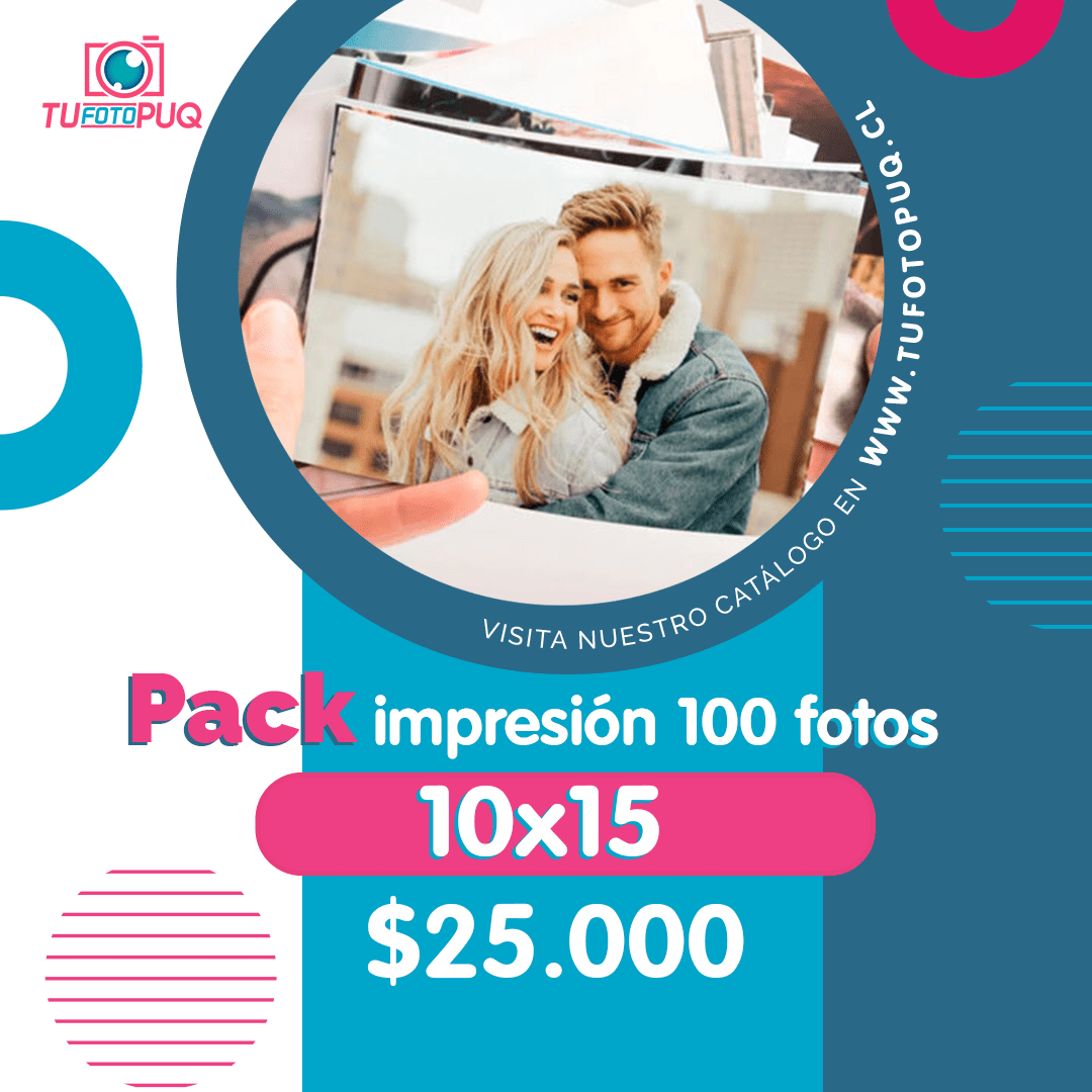 Pack impresión 100 fotos 10x15 cm. Revelado en papel fotográfico