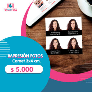 Impresión Foto Carnet 3x4 cm.